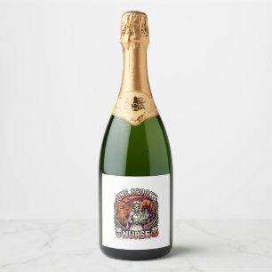 One Spooky Nurse Halloween Skeleton Potions Haunte Sparkling Wine Label