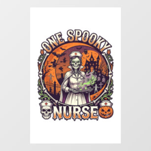 One Spooky Nurse Halloween Skeleton Potions Haunte Window Cling