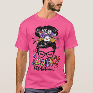 One Spooky Phlebotomist Messy Bun Happy Halloween  T-Shirt