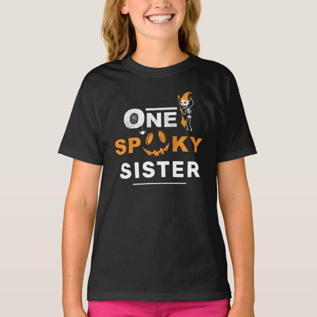 One Spooky Sister Halloween Matching Family Custom T-Shirt (Front)
