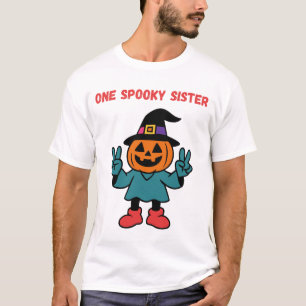 One Spooky Sister Halloween Pumpkin Witch Custom T-Shirt