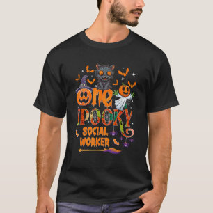 One spooky Social Worker funny Halloween black cat T-Shirt