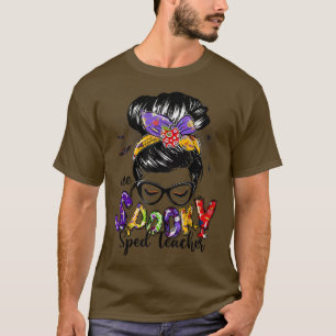 One Spooky SPED Teacher Messy Bun Happy Halloween T-Shirt