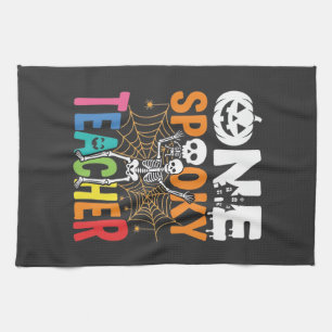 One Spooky Teacher Halloween Design_1 Kitchen Towel