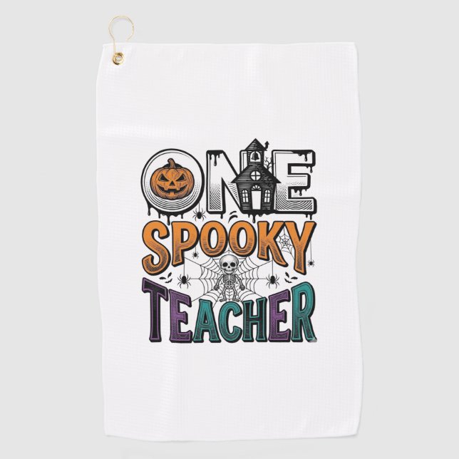 One Spooky Teacher Halloween Vector Design_1 Golf Towel (Front)