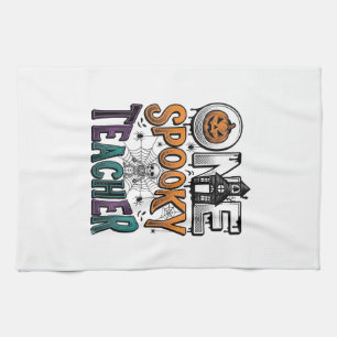 One Spooky Teacher Halloween Vector Design_1 Kitchen Towel