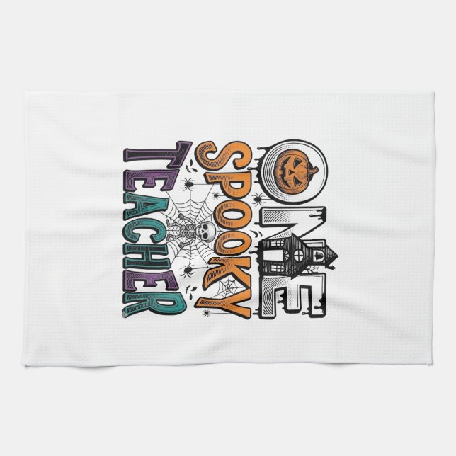 One Spooky Teacher Halloween Vector Design_1 Kitchen Towel (Horizontal)