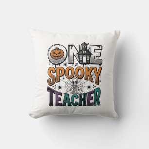 One Spooky Teacher Halloween Vector Design_1 Throw Pillow