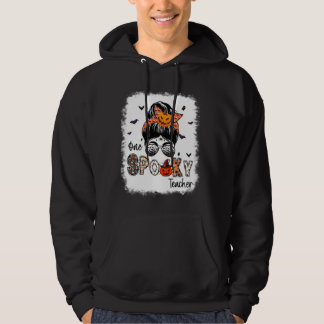One Spooky Teacher Messy Bun Women Pumpkin Hallowe Hoodie
