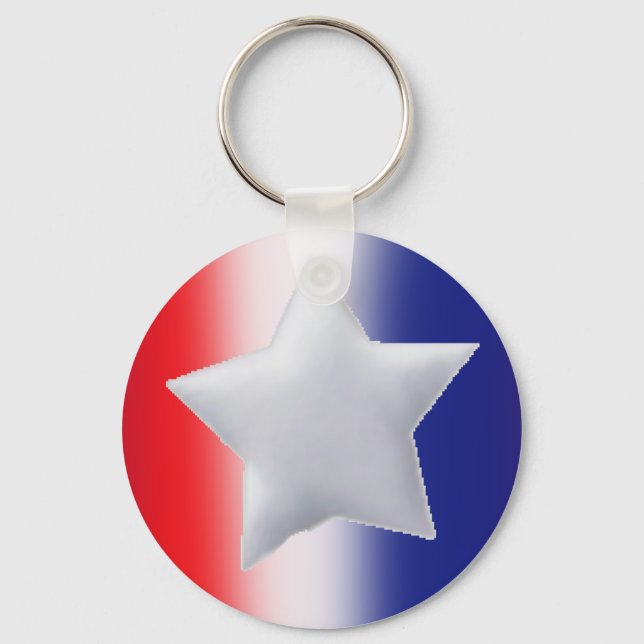 One star on red white blue background keychain (Front)