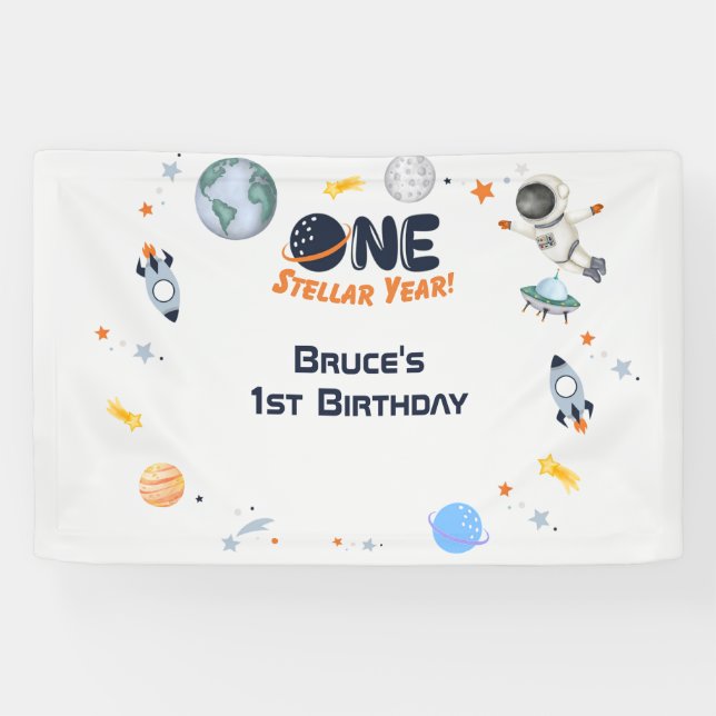 One Stellar Year, Space 1st Birthday Banner (Horizontal)