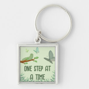 One step at a time motivational keychain
