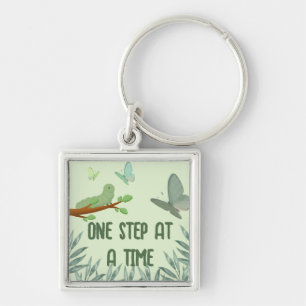 One Step at a Time Motivational Keychain