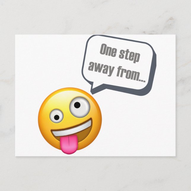 one step from being crazy Emoji Postcard (Front)