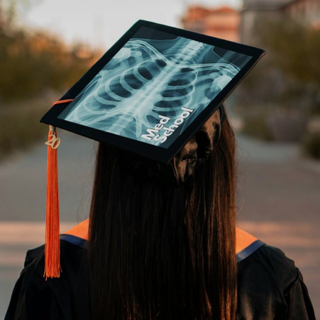 One-Step Grad Cap - Faculty - "Med School" (Introducing “Med School”, Grad Lore’s bold, one step, polished peel‑and‑stick grad cap topper )