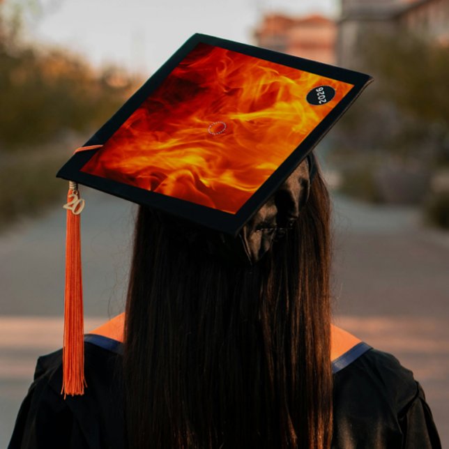 One Step Grad Cap - Fire Element - "On Fire" (Introducing “On Fire”, Grad Lore’s bold, one step, polished peel‑and‑sticker grad cap topper design)