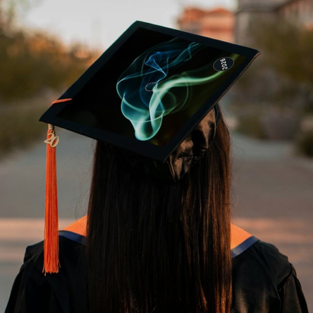 One Step Grad Cap - Inspirational- "Smoke Signals" (Introducing “Smoke Signals", Grad Lore’s bold, one step, polished peel‑and‑stick grad cap design.)