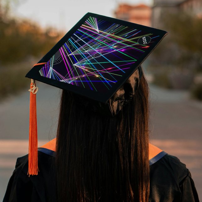 One Step Grad Cap - Inspirational - Strobes (Introducing “Strobes”, Grad Lore’s bold, one step, polished peel‑and‑stick grad cap topper design)