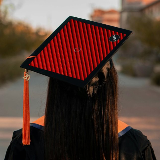 One Step Grad Cap - School Colour - "RedCarpet" (Introducing “Red Carpet”, Grad Lore’s bold, one step,  peel‑and‑stick grad cap topper design.)