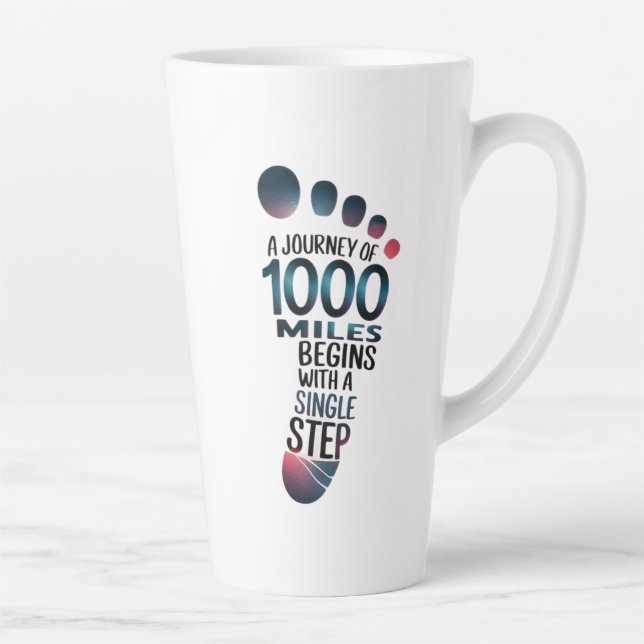 "One Step to a Thousand Miles" Latte Mug (Right)