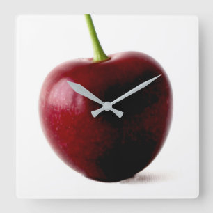 One Sweet Cherry wcm Square Wall Clock