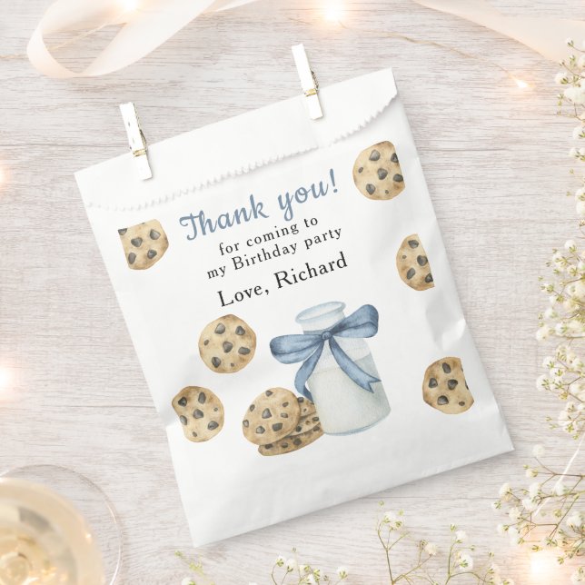 One Sweet Cookie and Milk Birthday Thank you Favour Bag (Clipped)