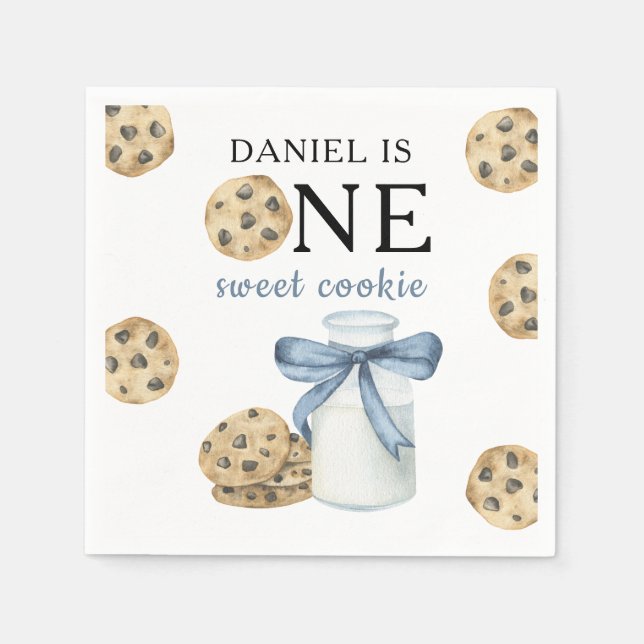 One Sweet Cookie and Milk First Birthday   Napkin (Front)