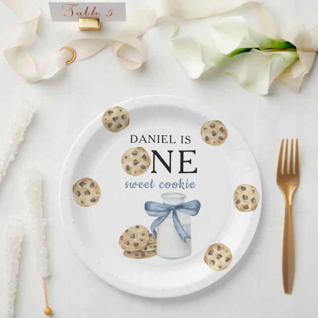 One Sweet Cookie and Milk First Birthday   Paper Plate (Wedding)