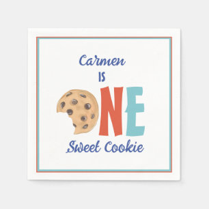 One Sweet Cookie Colourful First Birthday Napkin