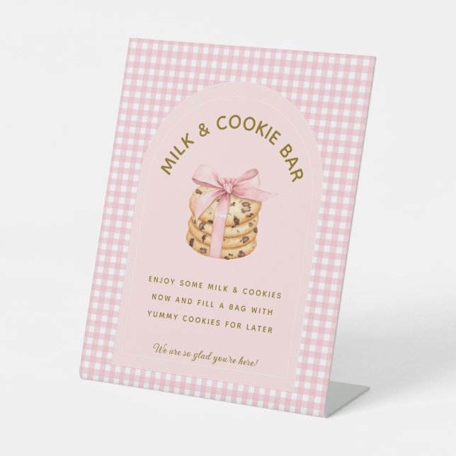 One Sweet Cookie Girl First Birthday Milk & Cookie Pedestal Sign (Front)