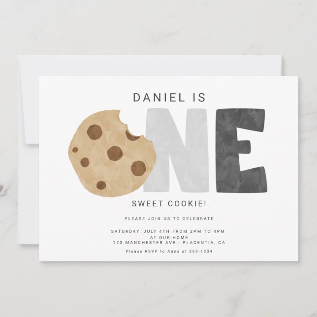 One Sweet Cookie Milk and Cookies First Birthday Invitation (Front)
