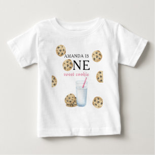 One Sweet Cookies & Milk Girl First Birthday   Baby T-Shirt