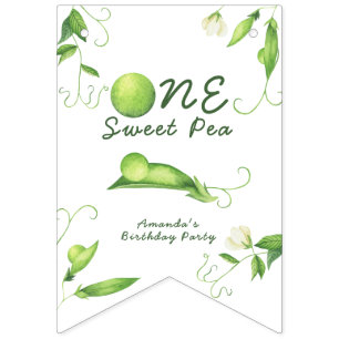 One Sweet Pea First Birthday Bunting Flags