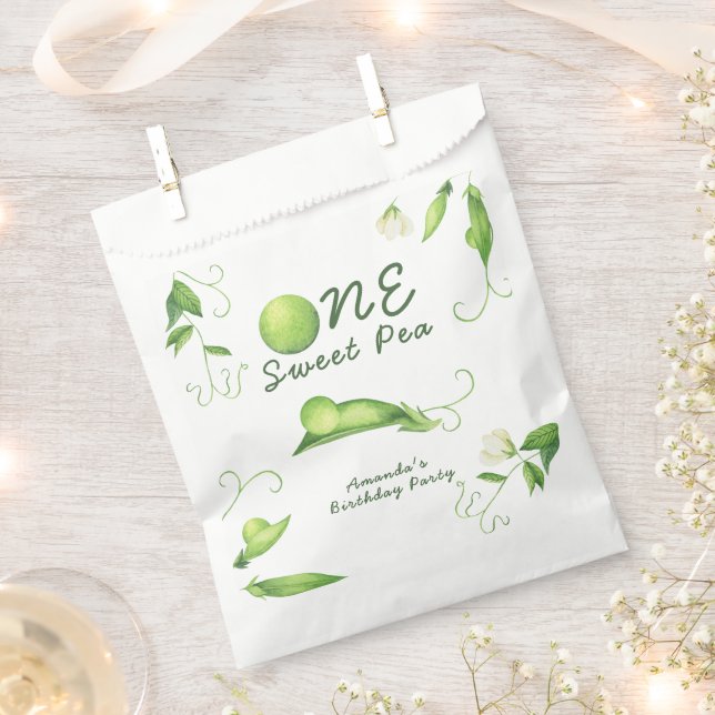 One Sweet Pea First Birthday Favour Bag (Clipped)