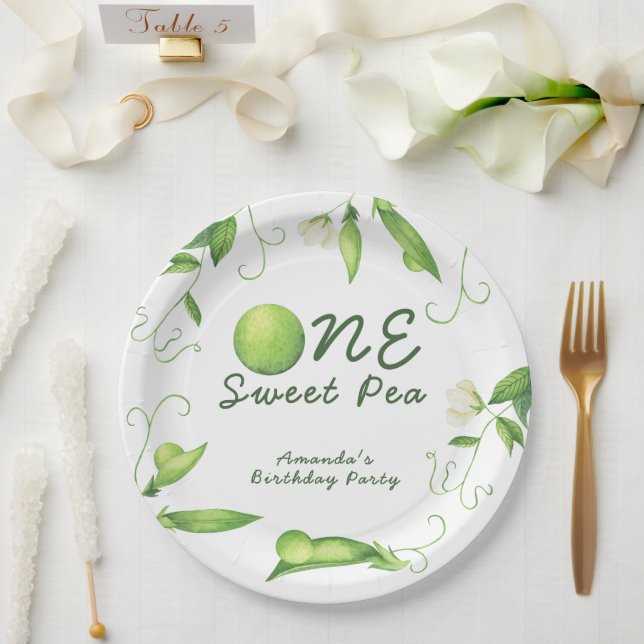 One Sweet Pea First Birthday Paper Plate (Wedding)
