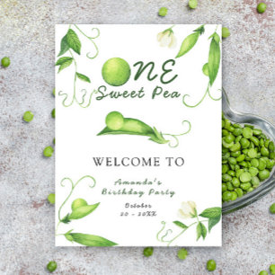 One Sweet Pea First Birthday Party Welcome Poster