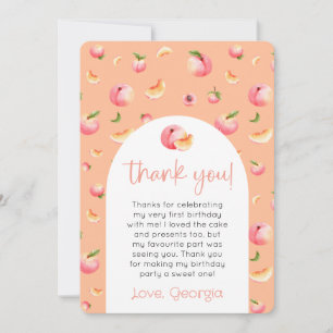 One Sweet Peach 1er Birthday Photo Carte de remerc
