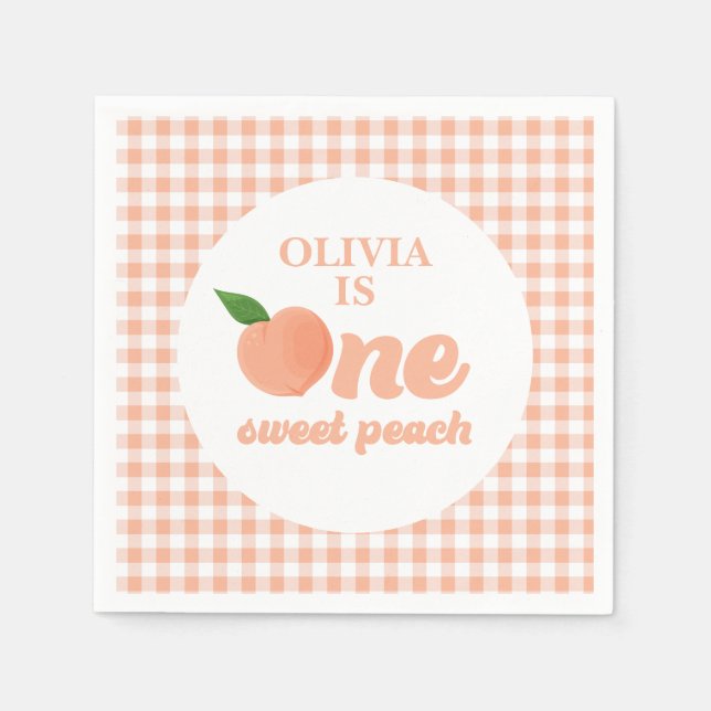 One Sweet Peach 1st Birthday Napkin (Front)