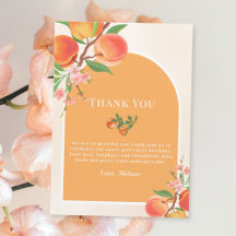One Sweet Peach 1st Birthday Thank You Card