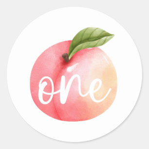 One Sweet Peach Birthday Classic Round Sticker