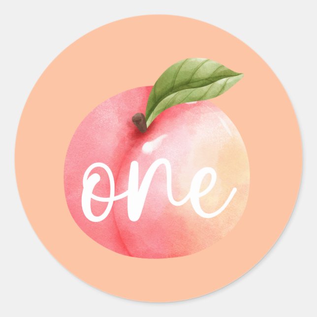 One Sweet Peach Birthday Classic Round Sticker (Front)