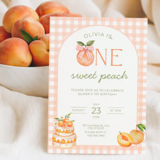 One Sweet Peach Birthday Invitation Girl 1st