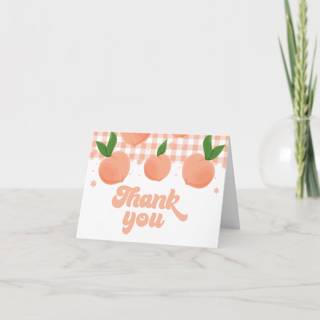 One Sweet Peach Birthday Thank You Card (Front)