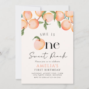 One Sweet Peach First Birthday Invitation