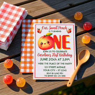 One Sweet Peach First Birthday Invitation