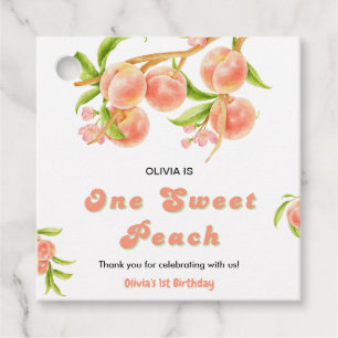 One Sweet Peach Fruit 1st Birthday Thank You  Favour Tags