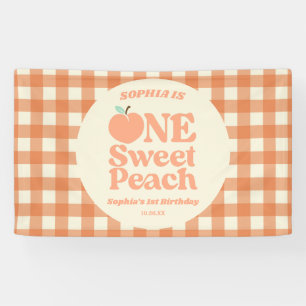 One Sweet Peach Orange First 1st Birthday Party Banner