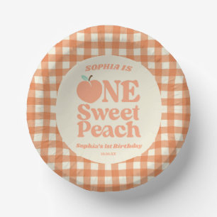 One Sweet Peach Orange First 1st Birthday Party Paper Plate