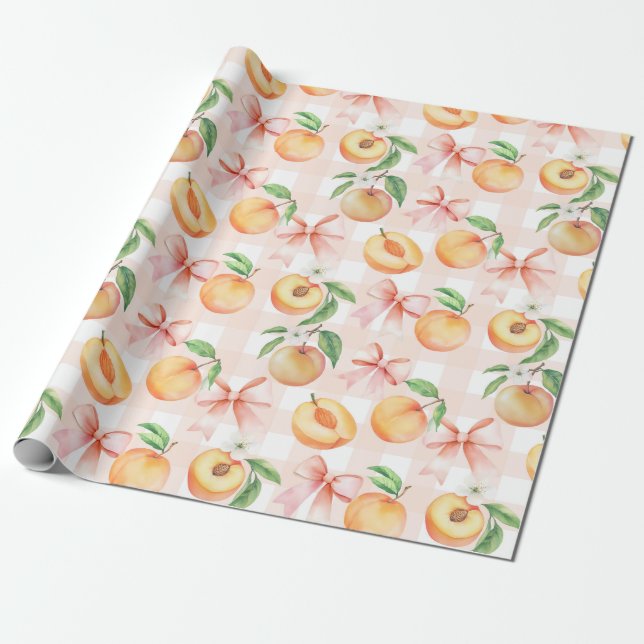 One Sweet Peach Wrapping Paper Peaches Gift Wrap (Unrolled)