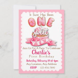 One Sweet Year First Birthday Party Invitation